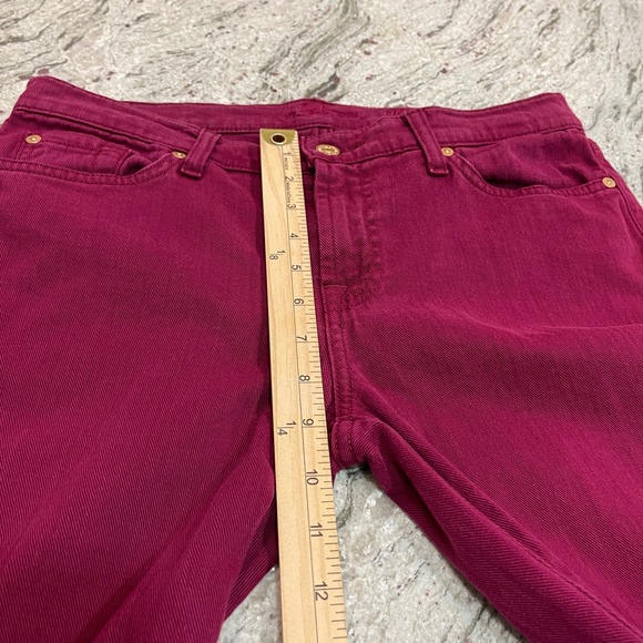7 for All Mankind Women's Cropped Denim Jeans Skinny Midrise Maroon - Picture 10 of 11